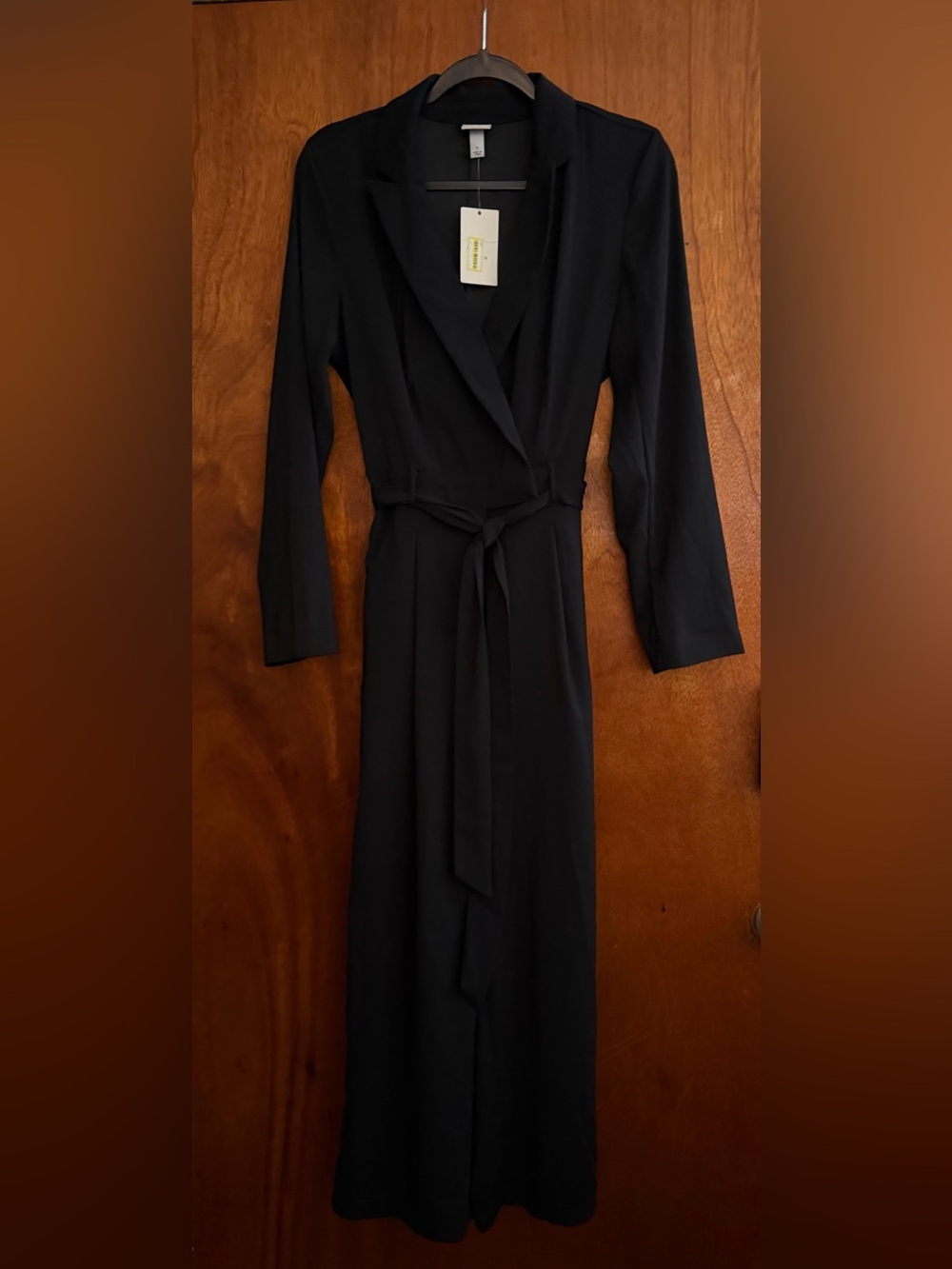 Target Black Long Sleeve Wrap jumpsuit with Tie Belt
